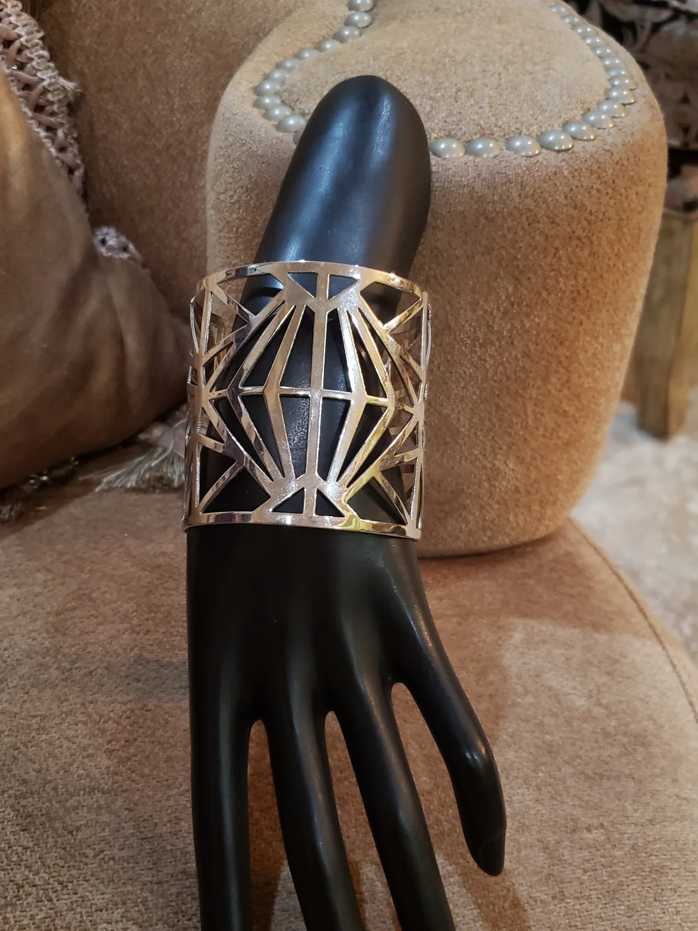 Gold and Silver Metal Cutout Cuff Bracelets